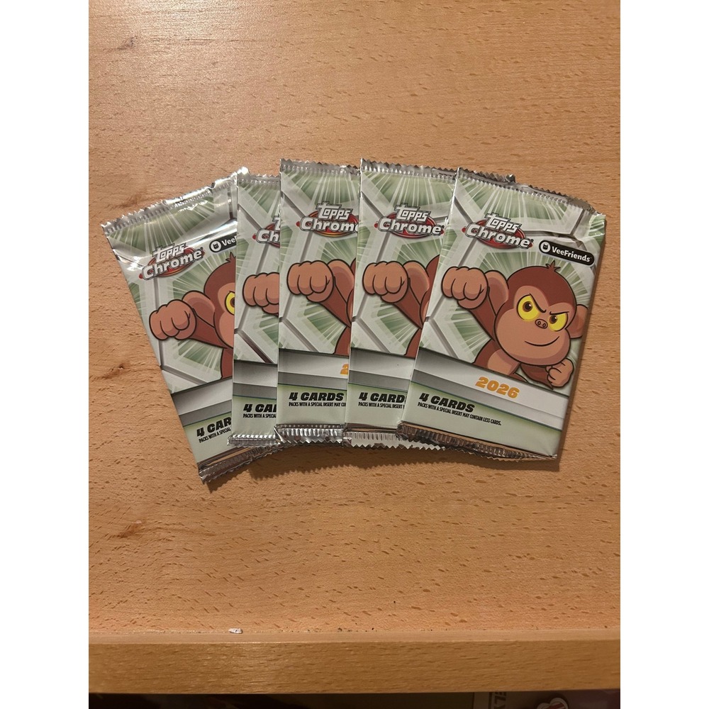Topps Chrome VeeFriends 2026 Sealed Trading Card Pack 4 Cards Monkey Graphic